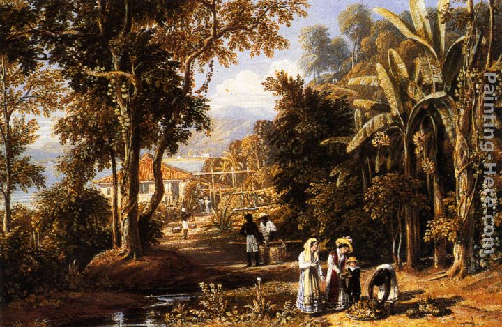 Garden Scene On The Broganza Shore, Rio De Janeiro painting - William Havell Garden Scene On The Broganza Shore, Rio De Janeiro art painting